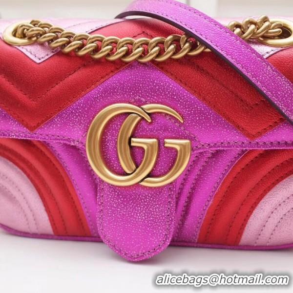 Good Quality Gucci GG Marmont Mini Matelassé Bag 446744 Pink/Red 2019