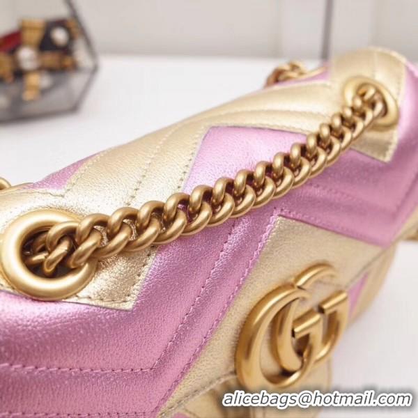 Grade Quality Gucci GG Marmont Mini Matelassé Bag 446744 Pink/Gold 2019