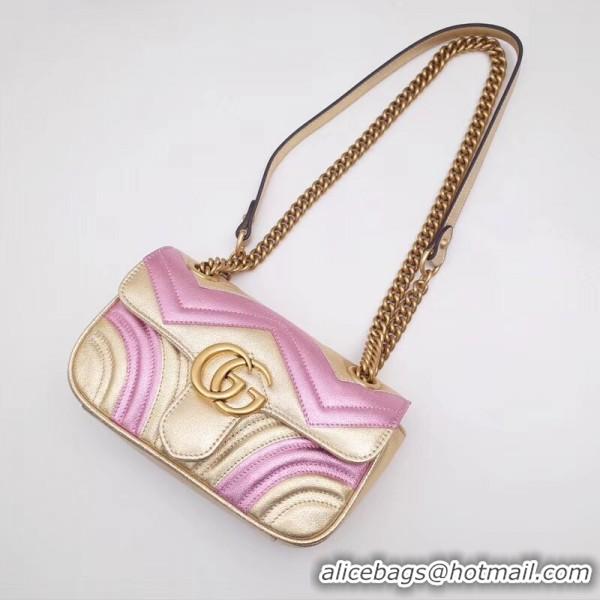 Grade Quality Gucci GG Marmont Mini Matelassé Bag 446744 Pink/Gold 2019