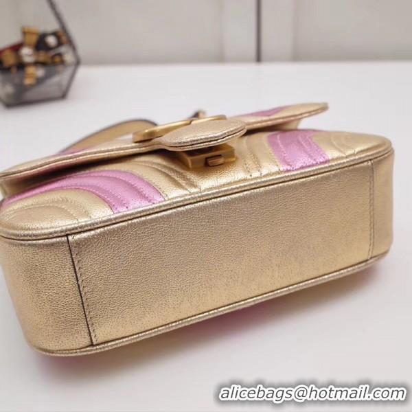 Grade Quality Gucci GG Marmont Mini Matelassé Bag 446744 Pink/Gold 2019