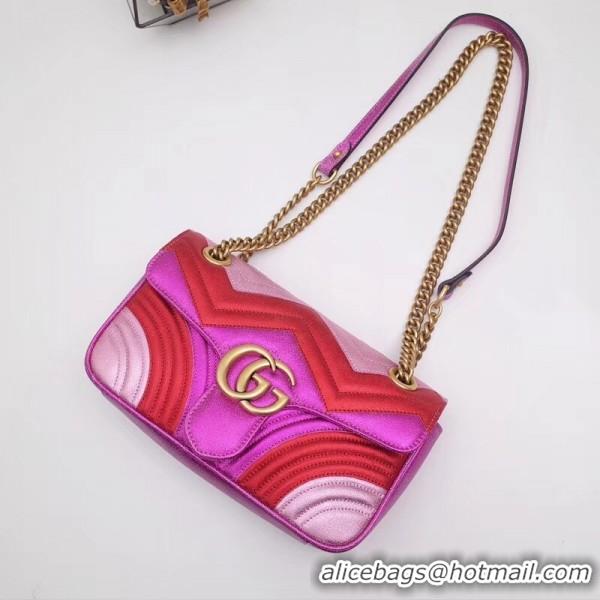 Pretty Style Gucci GG Marmont Small Matelassé Shoulder Bag 443497 Pink/Red 2019