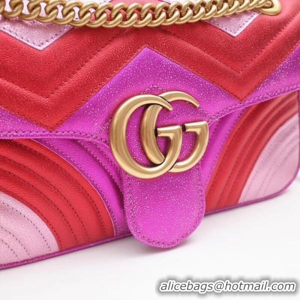 Pretty Style Gucci GG Marmont Small Matelassé Shoulder Bag 443497 Pink/Red 2019