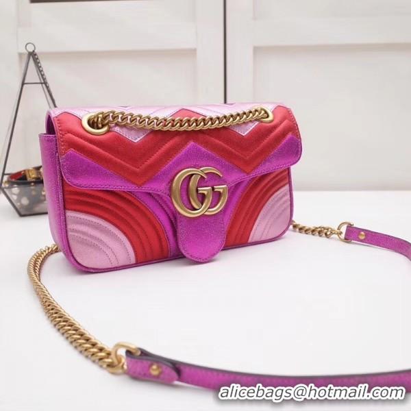 Pretty Style Gucci GG Marmont Small Matelassé Shoulder Bag 443497 Pink/Red 2019