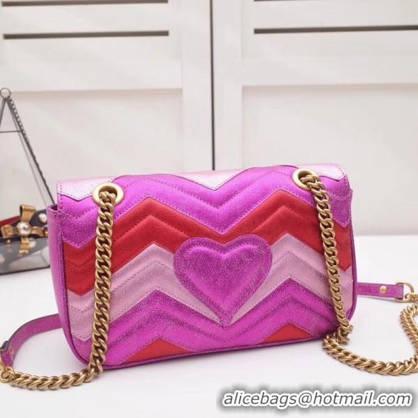 Pretty Style Gucci GG Marmont Small Matelassé Shoulder Bag 443497 Pink/Red 2019