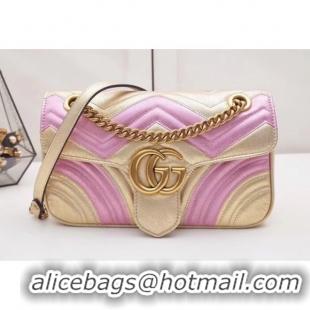 1:1 aaaaa Gucci GG Marmont Small Matelassé Shoulder Bag 443497 Pink/Gold 2019