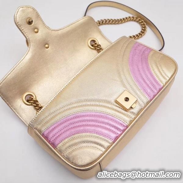 1:1 aaaaa Gucci GG Marmont Small Matelassé Shoulder Bag 443497 Pink/Gold 2019