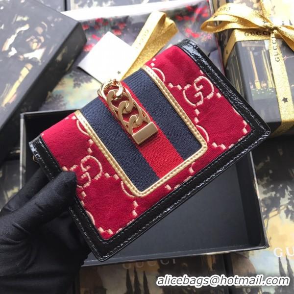 Best Grade Gucci Sylvie Velvet Mini Chain Bag 494646 Red 2018