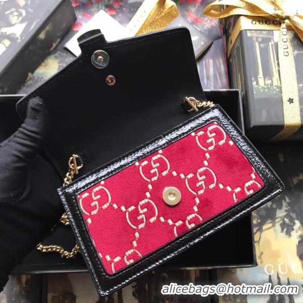 Best Grade Gucci Sylvie Velvet Mini Chain Bag 494646 Red 2018