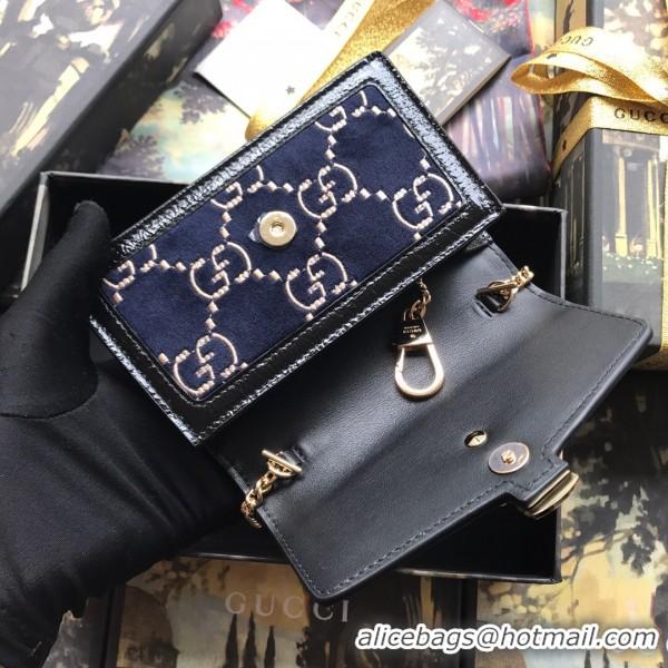 Good Product Gucci Sylvie Velvet Mini Chain Bag 494646 Blue 2019