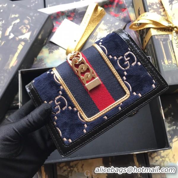 Good Product Gucci Sylvie Velvet Mini Chain Bag 494646 Blue 2019