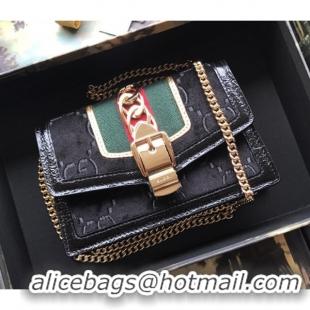 Fashion Luxury Gucci Sylvie Velvet Mini Chain Bag 494646 Black