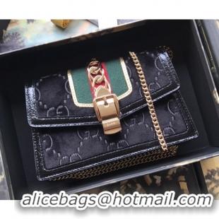 Fashion Gucci Sylvie Velvet Chain Bag 494642 Black 2019