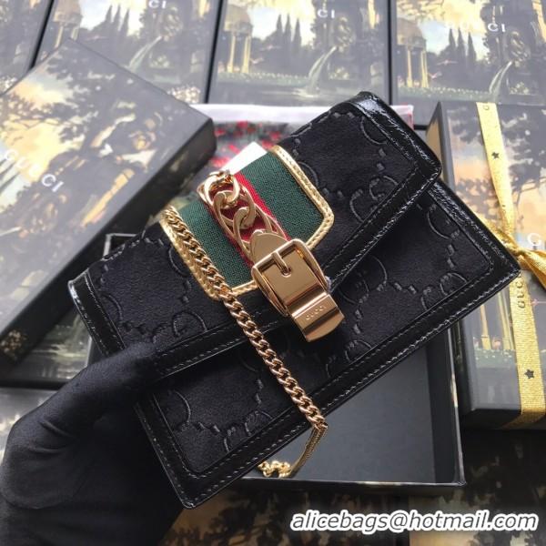 Fashion Gucci Sylvie Velvet Chain Bag 494642 Black 2019