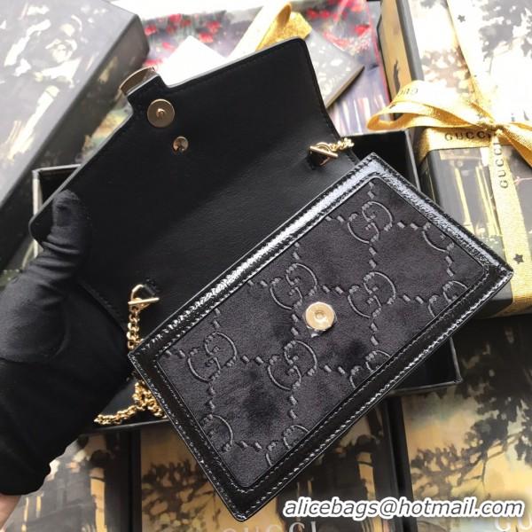 Fashion Gucci Sylvie Velvet Chain Bag 494642 Black 2019