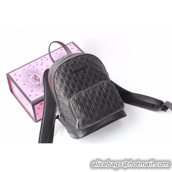 Good Quality Gucci Signature Leather Backpack 450967 Black 2019