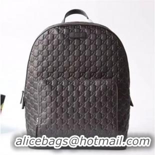 Grade Gucci Signature Leather Backpack 406370 Black 2019