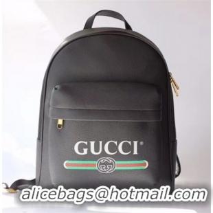 Top Quality Gucci Print Leather Backpack 547834 Black 2019