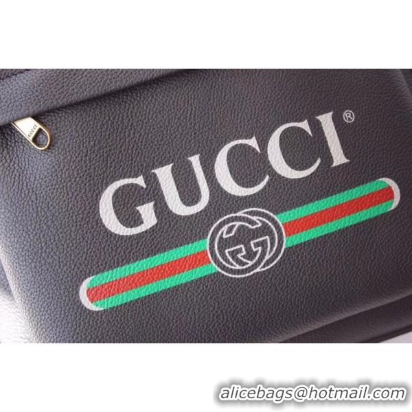 Top Quality Gucci Print Leather Backpack 547834 Black 2019