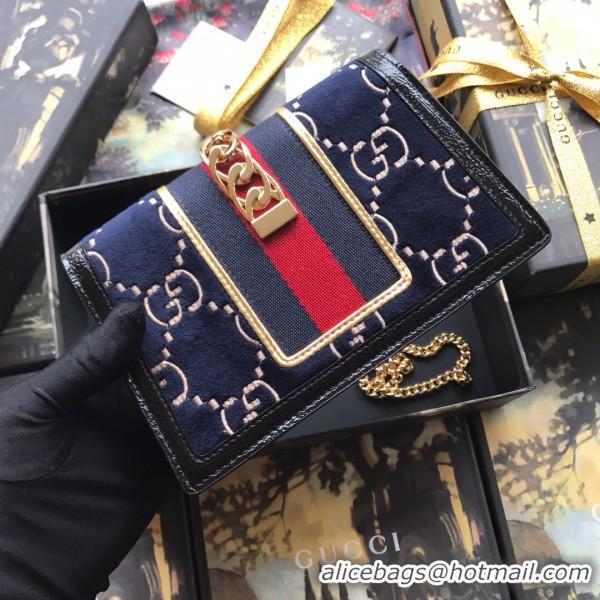 Best Price Gucci Sylvie Velvet Chain Bag 494642 Blue 2019