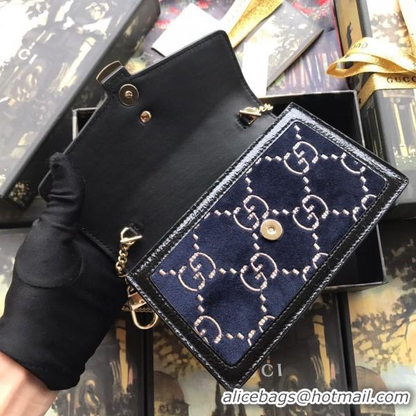 Best Price Gucci Sylvie Velvet Chain Bag 494642 Blue 2019