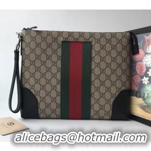 Perfect Gucci Web GG Supreme Men's Clutch Bag 523603 Beige 2019