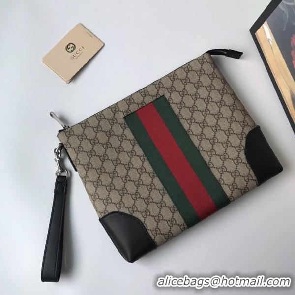 Perfect Gucci Web GG Supreme Men's Clutch Bag 523603 Beige 2019