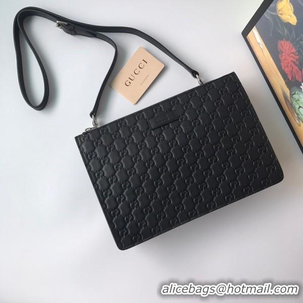 Best Luxury Gucci Caleido Signature GG Leather Men's Shoulder Bag 450953 Black 2019