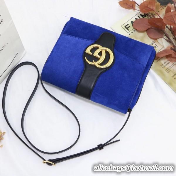 AAAAA Gucci Arli Medium Suede Shoulder Bag 550126 Blue/Black 2019