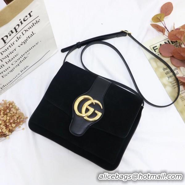 Duplicate Gucci Arli Medium Suede Shoulder Bag 550126 Black 2019