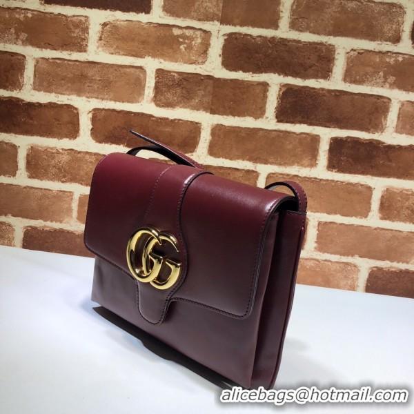 Luxury Discount Gucci Arli Medium Leather Shoulder Bag 550126 Burgundy 2019