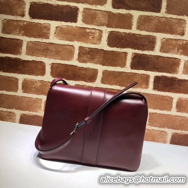 Luxury Discount Gucci Arli Medium Leather Shoulder Bag 550126 Burgundy 2019