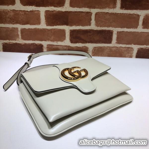 Luxury Gucci Arli Medium Leather Shoulder Bag 550126 White 2019