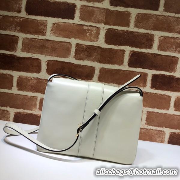 Luxury Gucci Arli Medium Leather Shoulder Bag 550126 White 2019