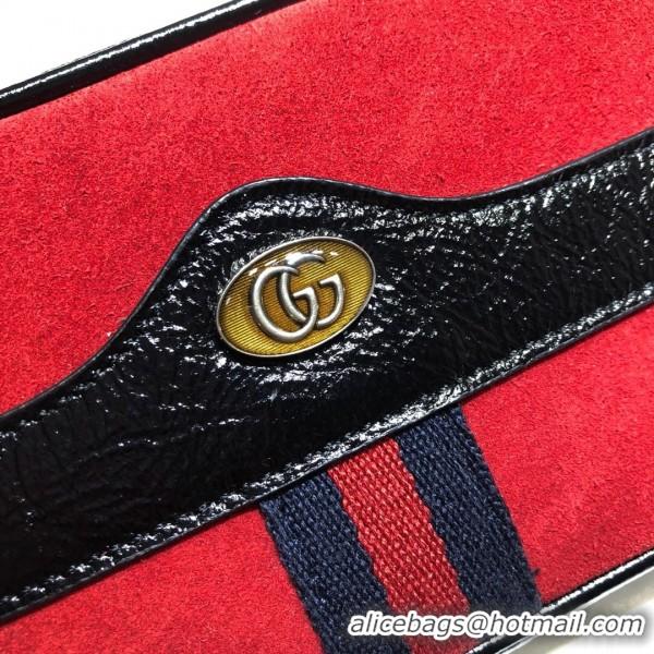 Luxury Cheap Gucci Ophidia Suede Mini Bag 546597 Red 2018