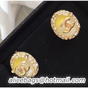 Durable Chanel Resion Oval Stud Clip-on Earrings 121140 Yellow/White/Gold