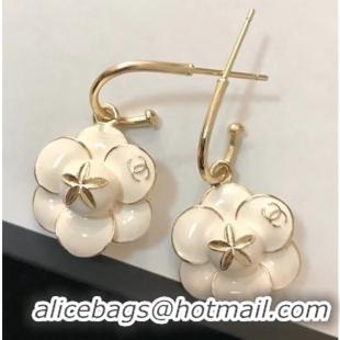 Popular Style Chanel Camellia Bloom Earrings AB0278 White/Silver 