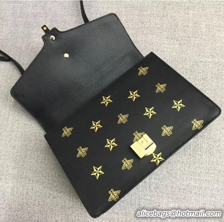 Shop Duplicate Gucci Sylvie Bee Star small shoulder bag A421882 Black