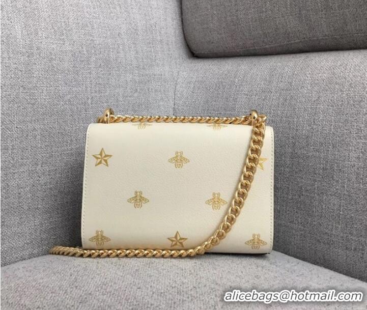 Fashion Luxury Gucci Padlock Bee Star small shoulder bag 432182 White