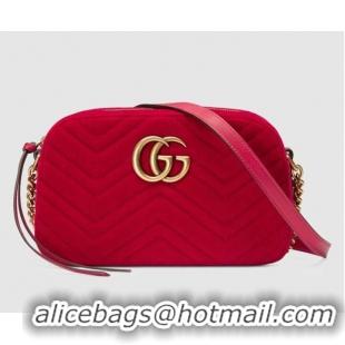 Charming Gucci GG Marmont velvet small shoulder bag 447632 red