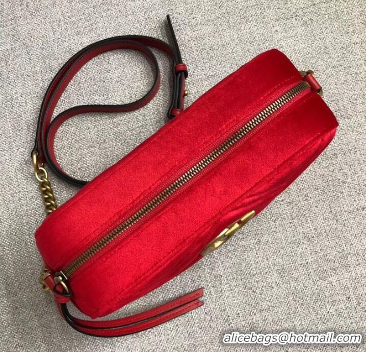 Charming Gucci GG Marmont velvet small shoulder bag 447632 red