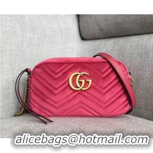 Stylish Gucci GG Marmont velvet small shoulder bag 447632 rose