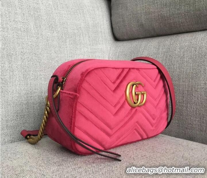 Stylish Gucci GG Marmont velvet small shoulder bag 447632 rose