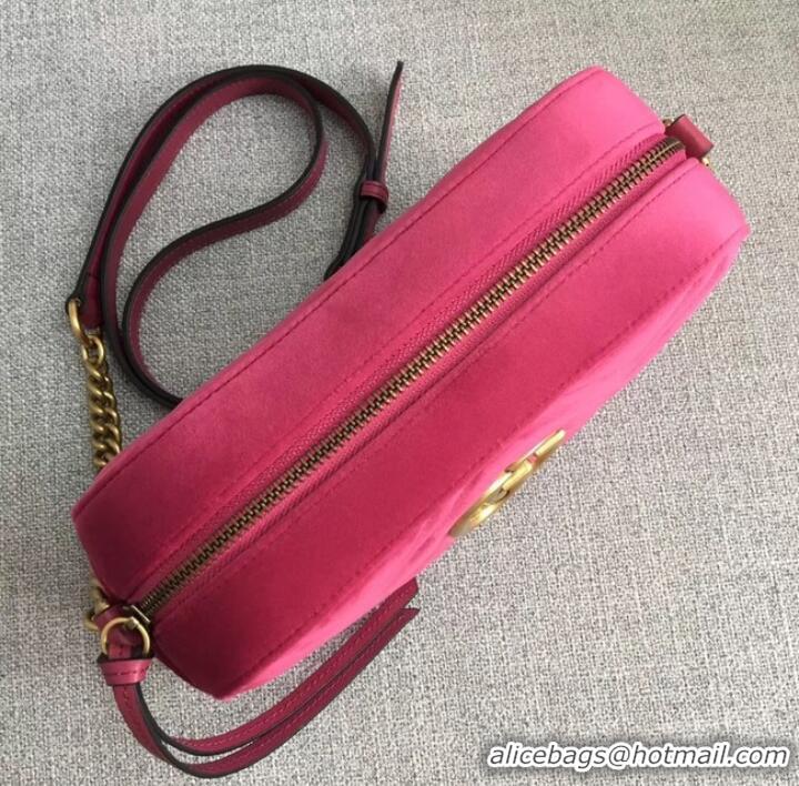 Stylish Gucci GG Marmont velvet small shoulder bag 447632 rose