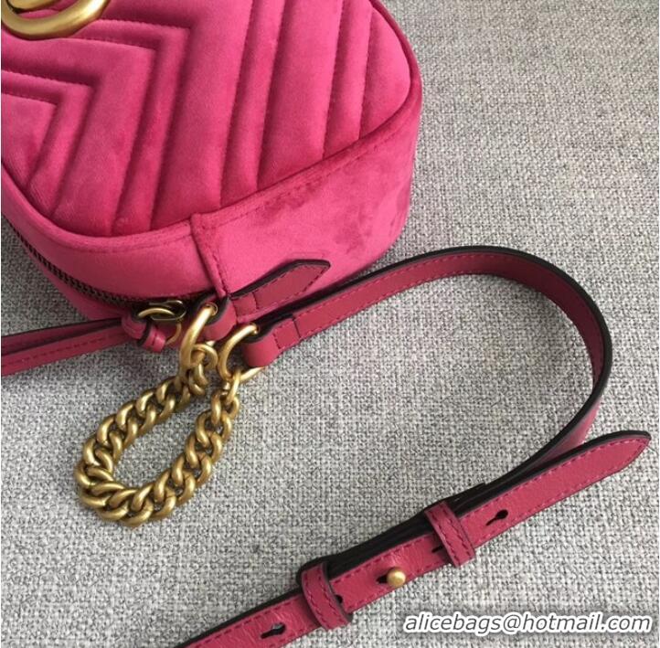 Stylish Gucci GG Marmont velvet small shoulder bag 447632 rose