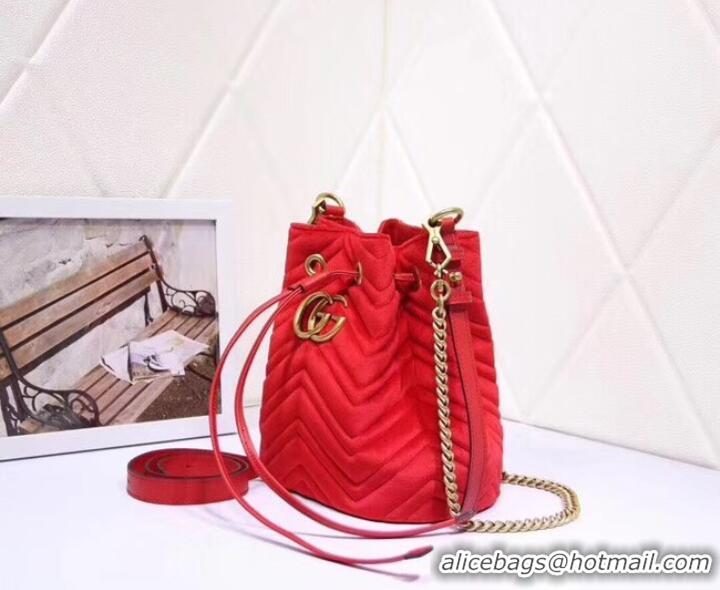 Famous Brand Gucci Ophidia GG bucket bag velvet 525081 Red