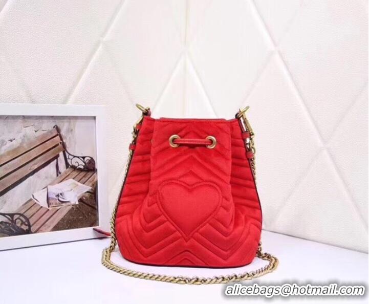 Famous Brand Gucci Ophidia GG bucket bag velvet 525081 Red