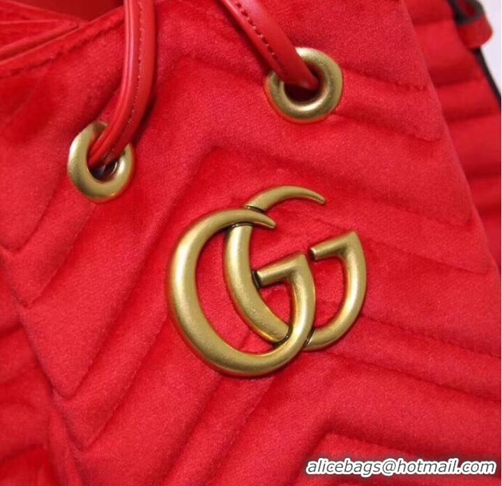 Famous Brand Gucci Ophidia GG bucket bag velvet 525081 Red