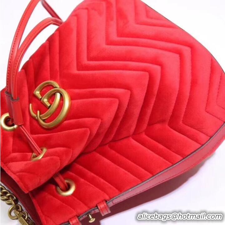 Famous Brand Gucci Ophidia GG bucket bag velvet 525081 Red