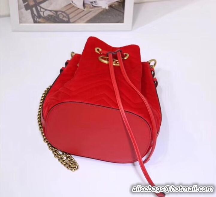 Famous Brand Gucci Ophidia GG bucket bag velvet 525081 Red