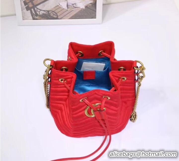 Famous Brand Gucci Ophidia GG bucket bag velvet 525081 Red